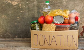 Donation box with food.